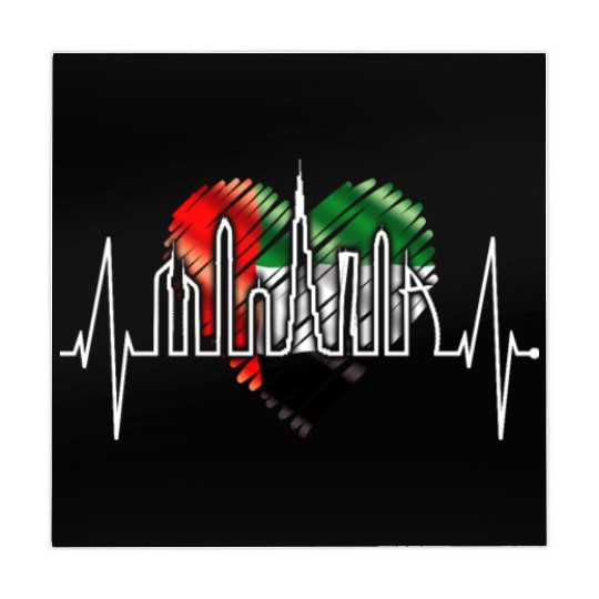 Dubai Skyline Heartbeat Burj Khalifa Love UAE Flag Mahjong Mats
