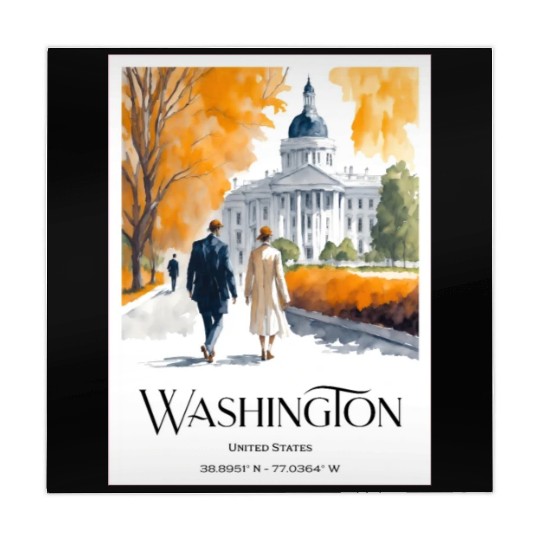 Watercolor painting loving couple in Washington DC Mahjong Mats