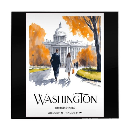 Watercolor painting loving couple in Washington DC Mahjong Mats