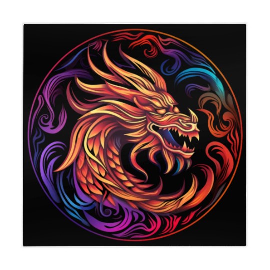 Logo dragon pattern circle pentel color Mahjong Mats