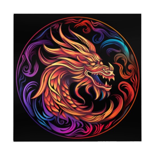 Logo dragon pattern circle pentel color Mahjong Mats