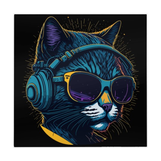 Cool Sunglasses Headphone Galaxy Cat Mahjong Mats