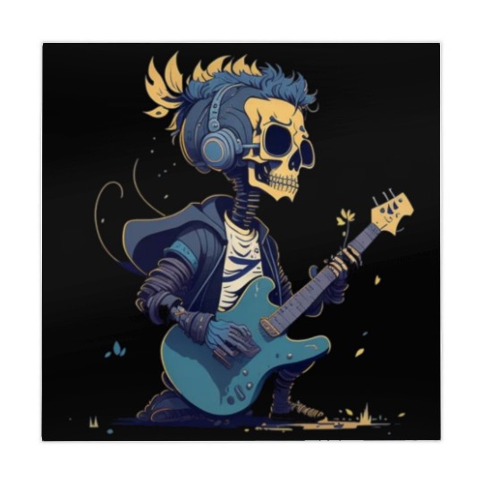 Cool Skeleton Playing The Guitar Character Funny Mahjong Mats