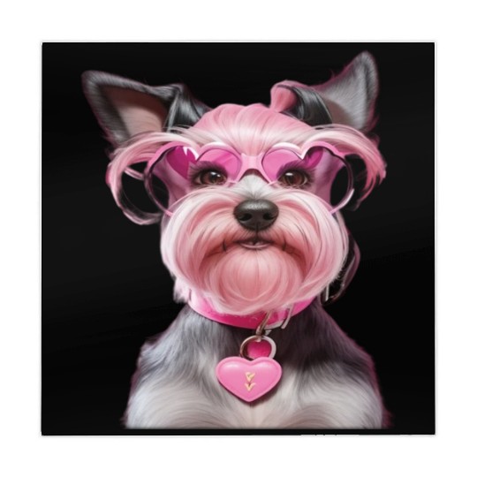 Schnauzer Wearing Pink Locking Heart Mahjong Mats
