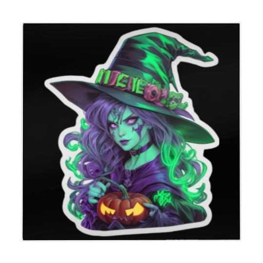 Wicked Witch Halloween Sticker, neon color Mahjong Mats