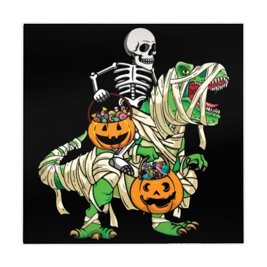 Skeleton Dinosaur Pumpkin Lazy Creepy Halloween Mahjong Mats