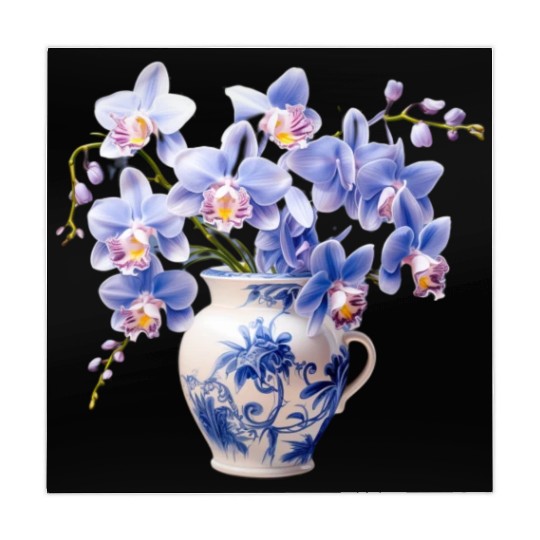 Blue Orchids in a Vase Graphic Mahjong Mats