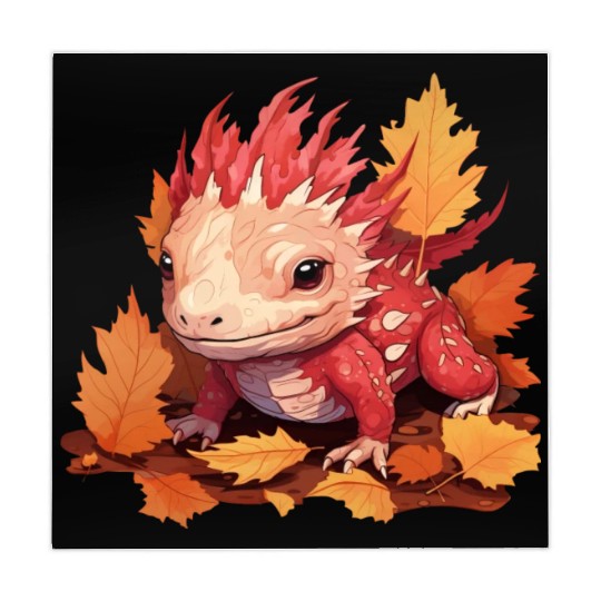 Autumn Axolotl: Colorful Leaves and Dragon Motif Mahjong Mats