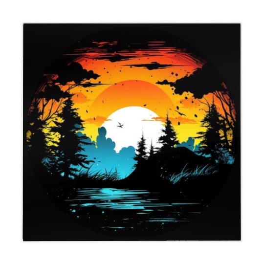 Riverside Twilight in the Forest Mahjong Mats