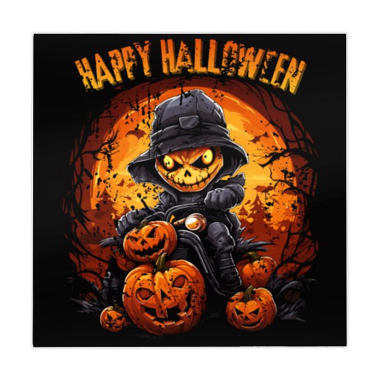 Halloween Pumpkin Riding Motorcycle Rider Mahjong Mats
