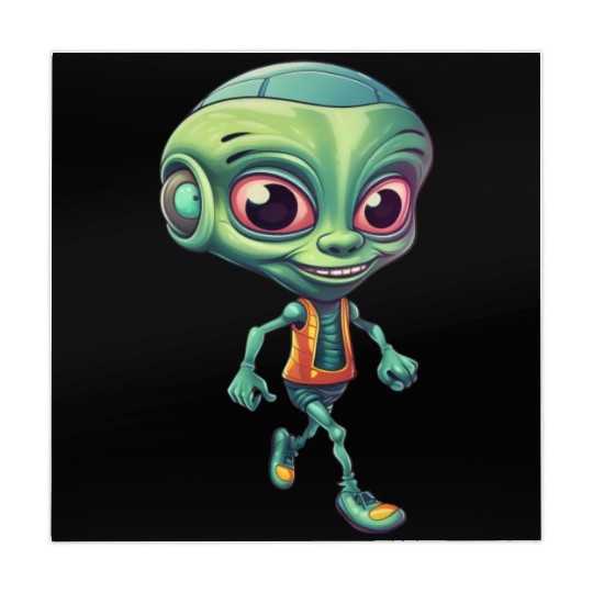 Funny Green Alien: Humorous Space Design Mahjong Mats