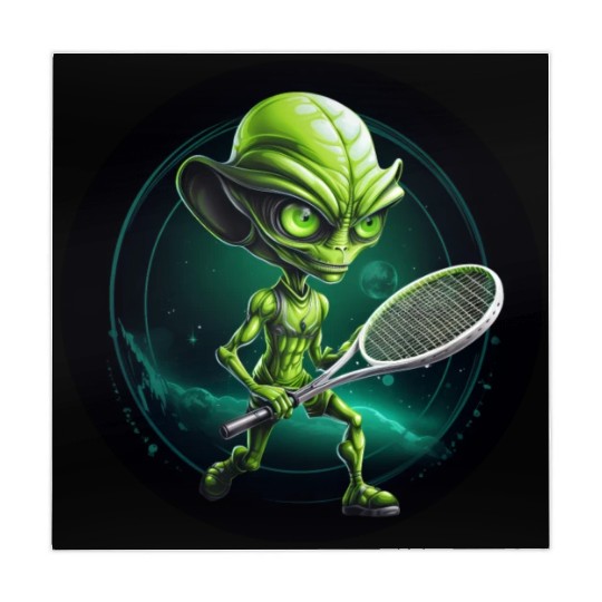 Cool Green Alien Tennis Player: Unique Sports Desi Mahjong Mats