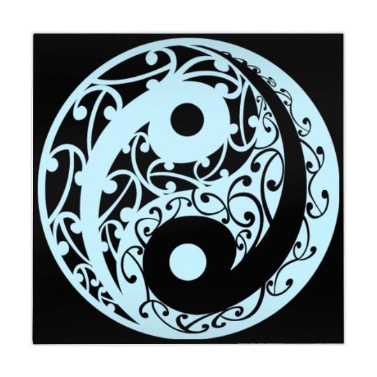 Yin And Yang In A Koru Pattern In A Light Blue Mahjong Mats