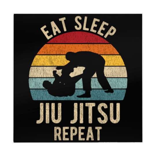 Eat Sleep Jiu-Jitsu Repeat Funny BJJ Mahjong Mats Retro