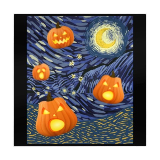 Starry Night with Pumpkins Funny Halloween Art Mahjong Mats