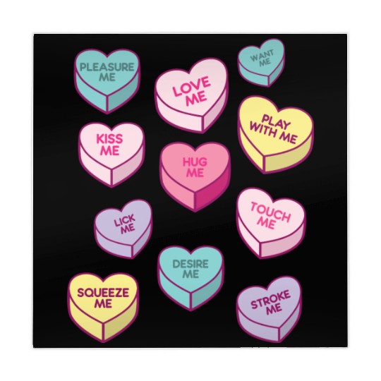 Love Me Kiss Me Pleasure Me Candy Hearts Mahjong Mats