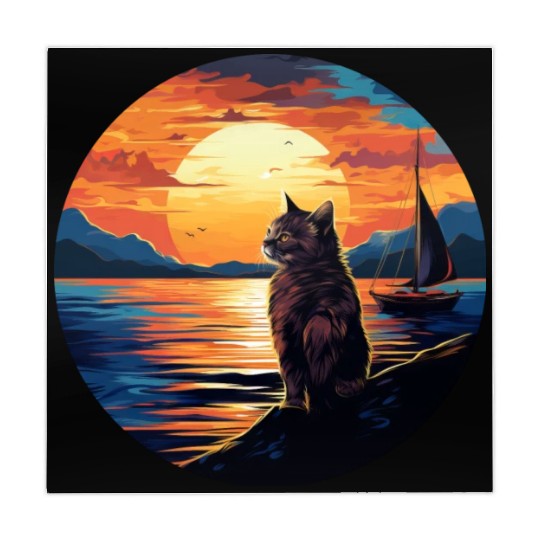 Cat Sailing on a Sailboat at Sunset Mahjong Mats