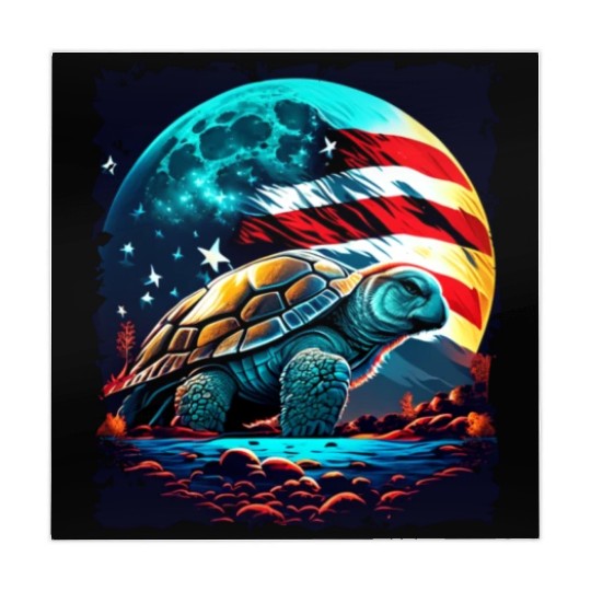 America turtle under Moon with American Flag Mahjong Mats