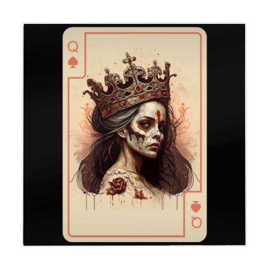 Poker Cards Queen of Spades Creepy Gothic Mahjong Mats