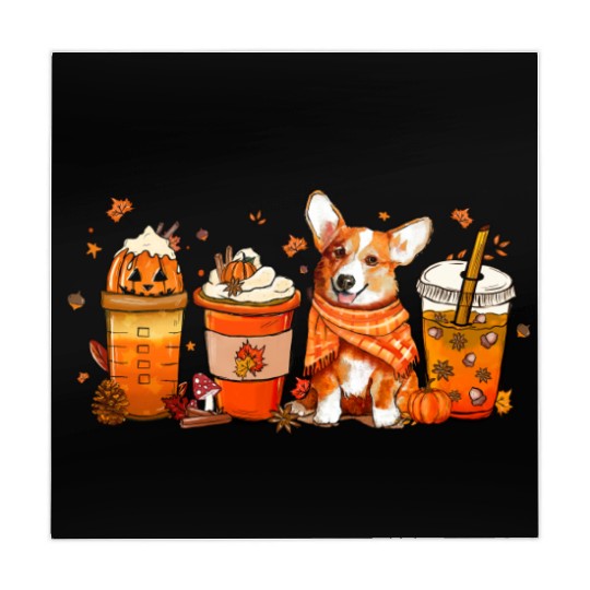 Fall Coffee with Corgi Pumpkin Spice Latte Lovers Mahjong Mats