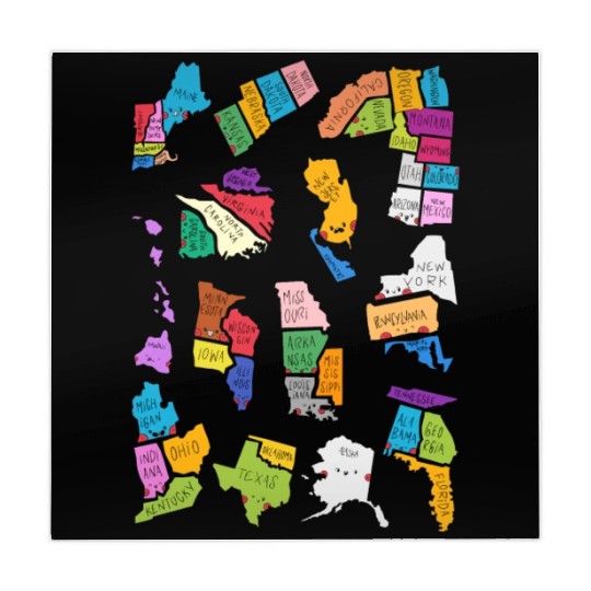 50 Cute US States Sticker Pack Mahjong Mats