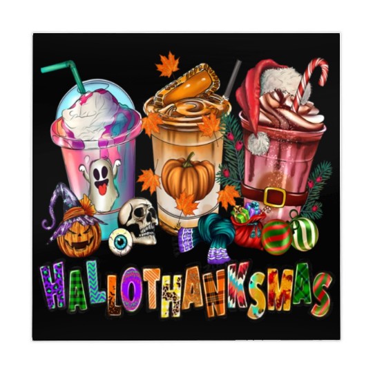 Happy Hallothanksmas Coffee Latte Halloween Mahjong Mats