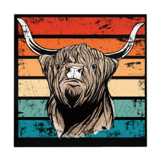 Retro Scottish Highland Cow Outfit Mahjong Mats