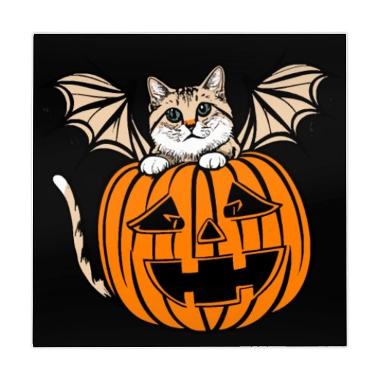 Cute Creepy Cat With Bat Wings Funny Halloween Mahjong Mats