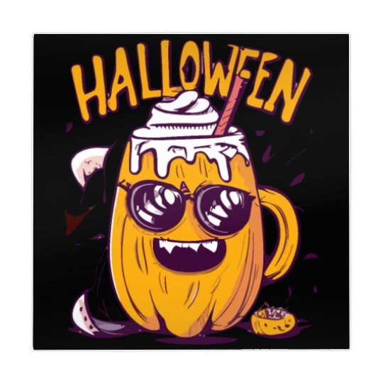Halloween Funny Pumpkin Lemon Latte Mahjong Mats