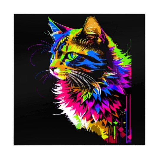 Rainbow Cat Realistic Watercolor Cute Cat Paint Mahjong Mats