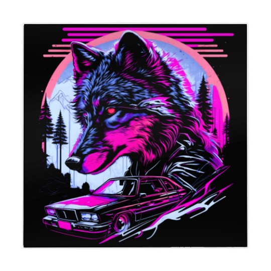 Retro Synthwave Gangster Wolf Mahjong Mats