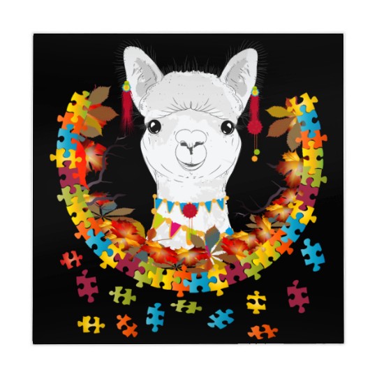 decorated alpaca in an autumnal setting Mahjong Mats