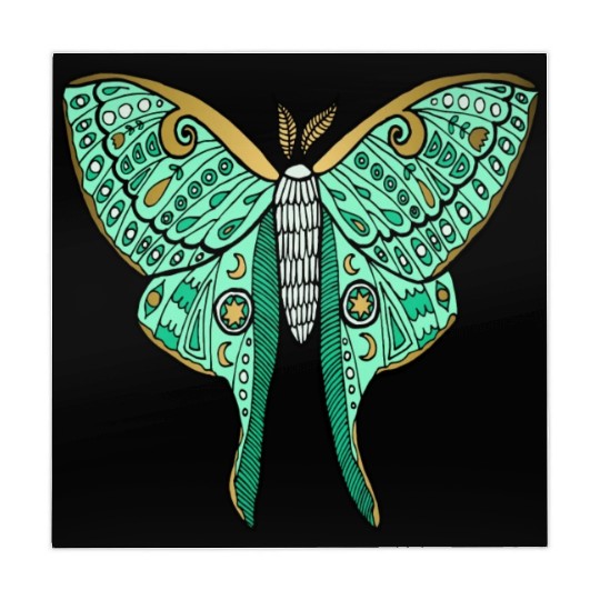Luna Moth Green And Gold Mahjong Mats