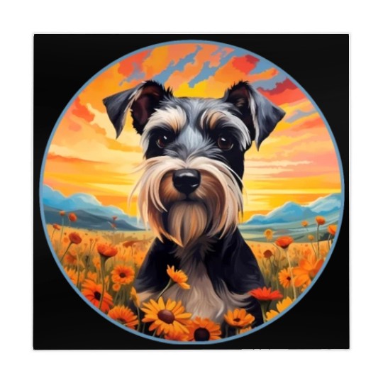 Miniature Schnauzer Mountain Flower Cute Colorful Mahjong Mats