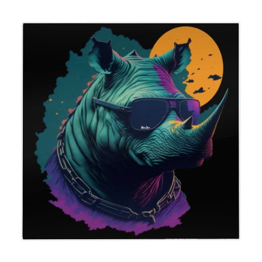 Rhino with Shades at night Mahjong Mats