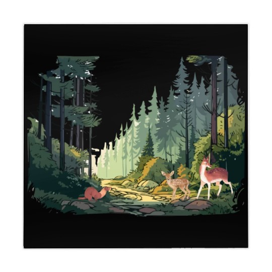 Forrest Background with Deer and Weasel Mahjong Mats