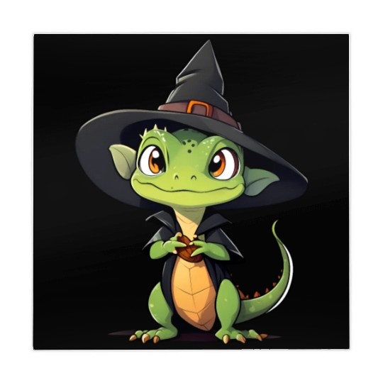 Cute Halloween lizard with a witch hat. Mahjong Mats