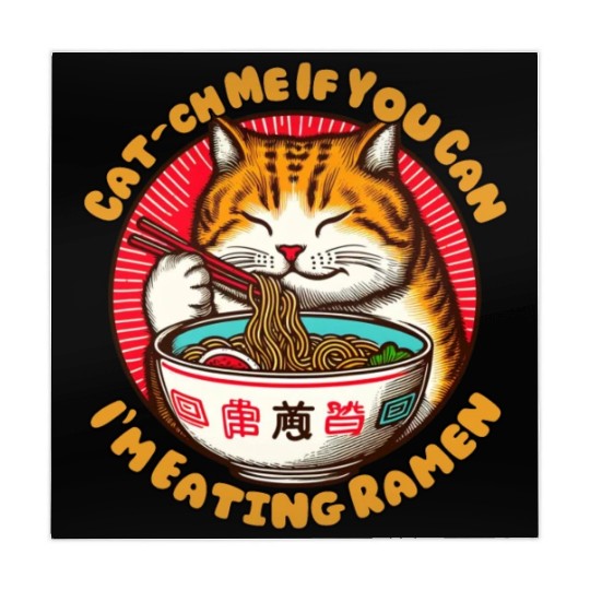 I'm eating Ramen Japanese cat Mahjong Mats