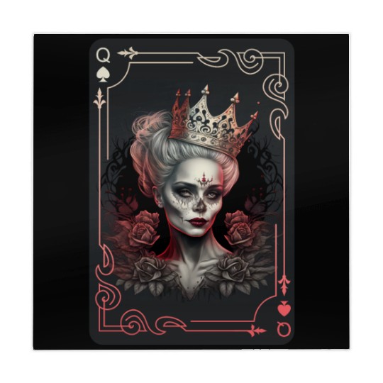 Poker Cards Queen of Spades Creepy Gothic Mahjong Mats