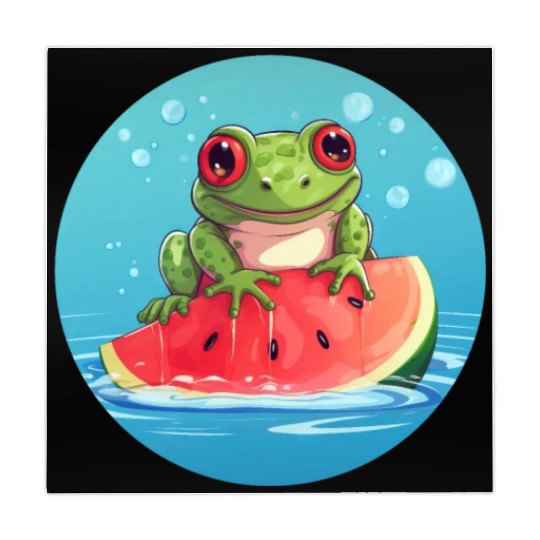 Frog on watermelon in the sea Mahjong Mats