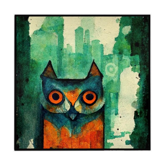 Mod Owl: Watercolor CIty Owl Mahjong Mats