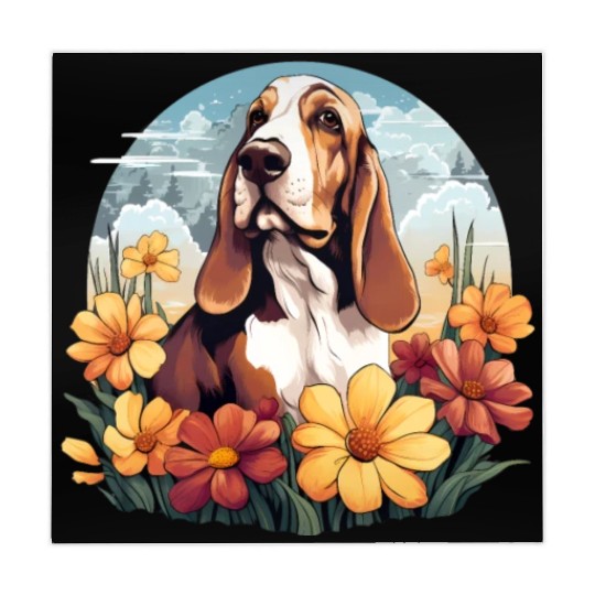 Basset Hound Mountain Flower Cute Colorful Puppy Mahjong Mats