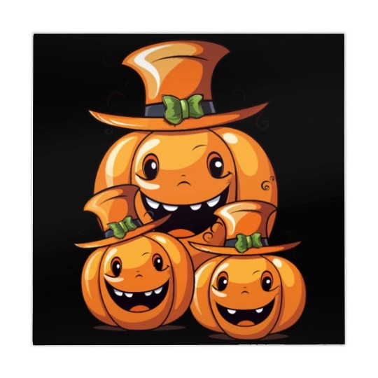 Funny Halloween Family Pumpkin With Spell Hat Mahjong Mats
