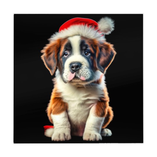 Saint Bernard puppy waiting for Christmas Mahjong Mats