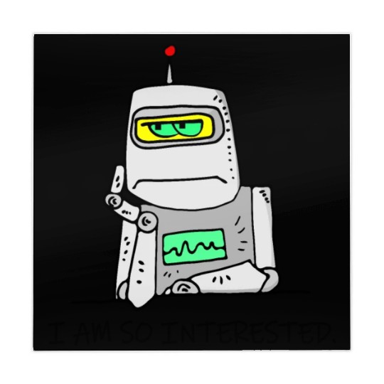 Interested Robot Funny Moody Bored Cartoon Joke Mahjong Mats