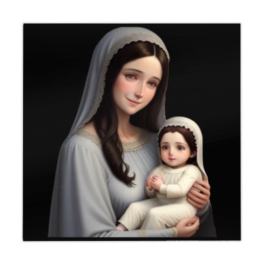 Smiling Mother Mary with Baby Jesus Mahjong Mats