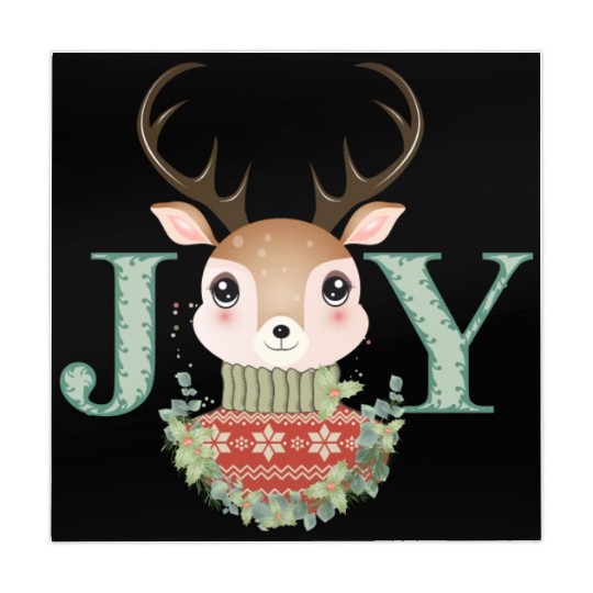 cute deer with sweater and Christmas wreath Mahjong Mats