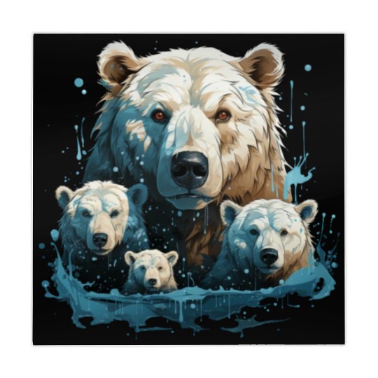 A Polar Bear Family Gift Bear Mom and Cubs Mahjong Mats