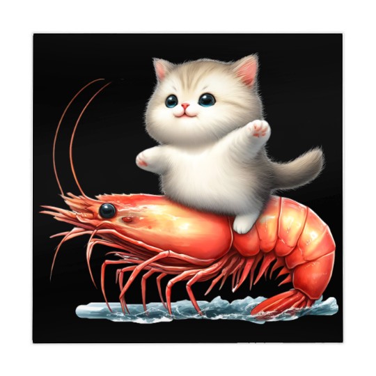 Cat rides on shrimp Mahjong Mats