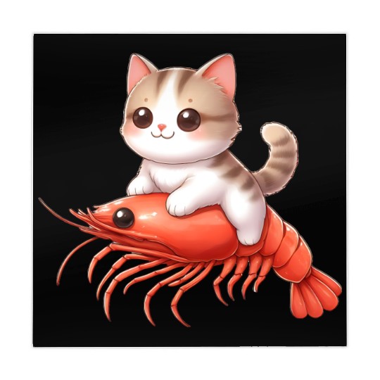 Cat rides on shrimp Mahjong Mats